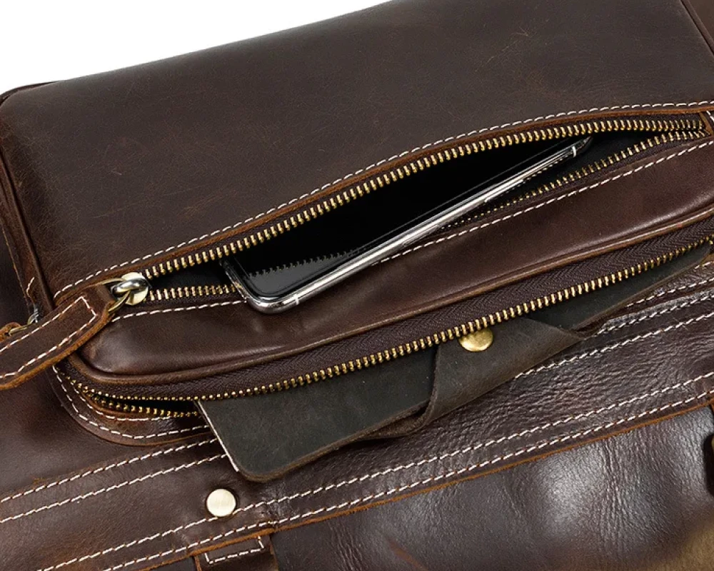 Rolling Leather Travel Bag